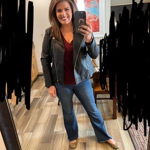 Knox Rose Dark Denim Flare Jeans with Elastic Waist Band | Size 12